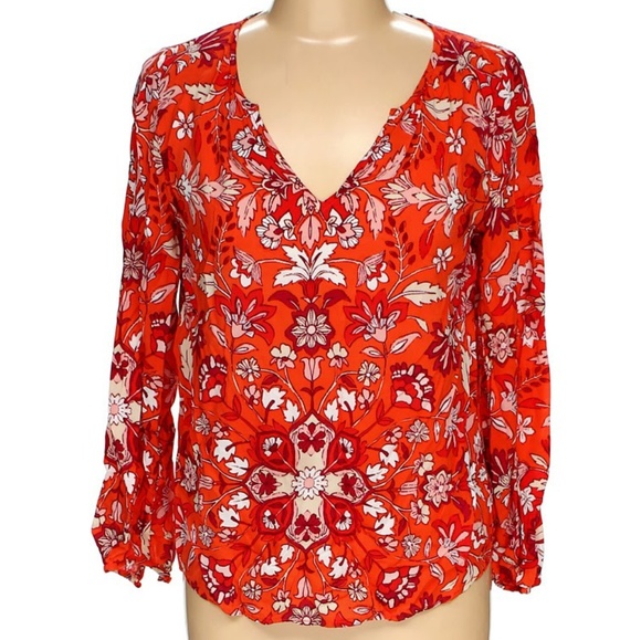 Old Navy Tops - Old Navy Red Multi Boho Print Blouse M
